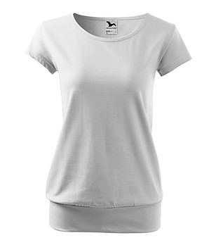 Дамска памучна тениска в бяло City снимка