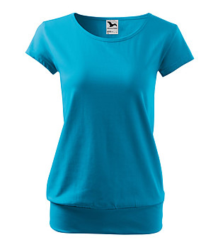 Дамска памучна тениска в синьо City снимка