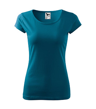 Дамска памучна тениска в цвят петрол Ness снимка