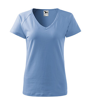 Дамска памучна тениска в син нюанс Dream снимка