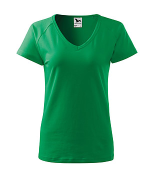 Дамска памучна тениска в зелен нюанс Dream снимка