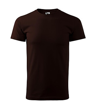 Мъжка памучна тениска в тъмнокафяво Zan снимка