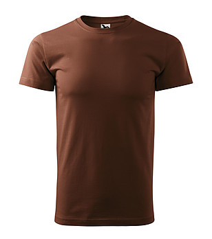 Мъжка памучна тениска в шоколадов нюанс Zan снимка