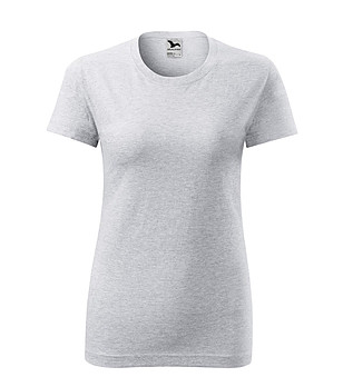 Дамска памучна тениска с обло деколте в светлосив меланж Classic снимка