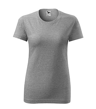 Дамска памучна тениска с обло деколте в сив меланж Classic снимка