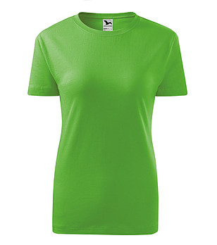 Светлозелена дамска памучна тениска с обло деколте Classic снимка