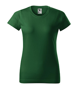 Памучна дамска тениска в тъмнозелено Celestina снимка