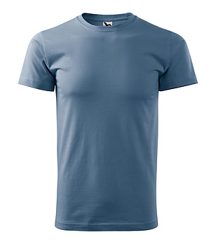 Unisex памучна тениска в син деним Elino снимка