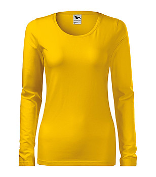 Жълта памучна дамска блуза Slim снимка