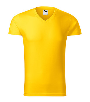 Жълта мъжка тениска от памук Kyle снимка