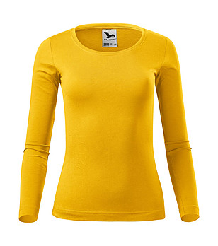 Жълта памучна дамска блуза Fit-T снимка