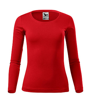 Червена памучна дамска блуза Fit-T снимка