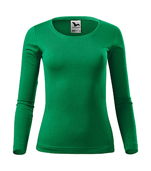 Зелена памучна дамска блуза Fit-T снимка