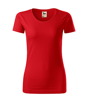 Червена дамска тениска от органичен памук Kristine снимка