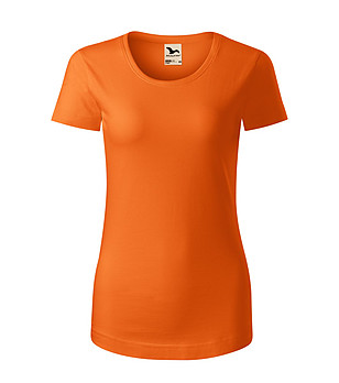 Оранжева дамска тениска от органичен памук Kristine снимка