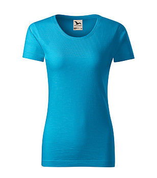 Синя дамска тениска от органичен памук Native снимка