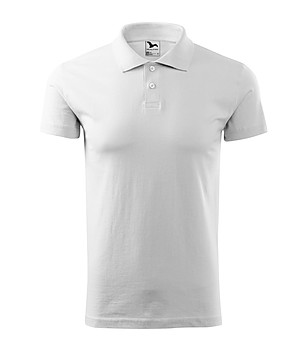 Бяла мъжка памучна блуза с яка Single снимка