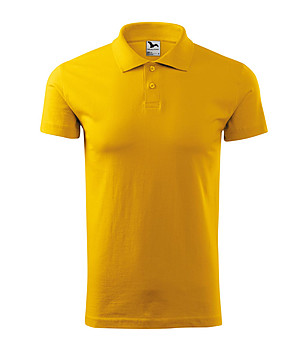 Жълта мъжка памучна блуза с яка Single снимка