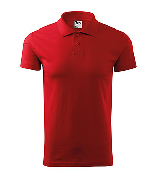 Червена мъжка памучна блуза с яка Single снимка