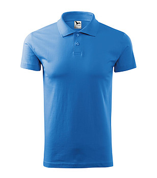 Синя мъжка памучна блуза с яка Single снимка