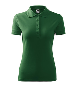 Зелена дамска блуза с яка Pique снимка