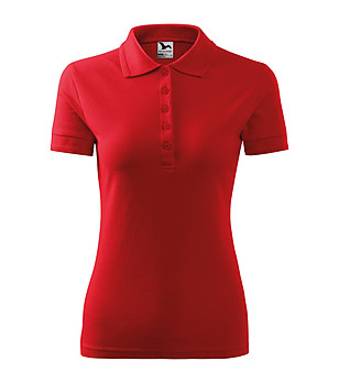 Червена дамска блуза с яка Pique снимка
