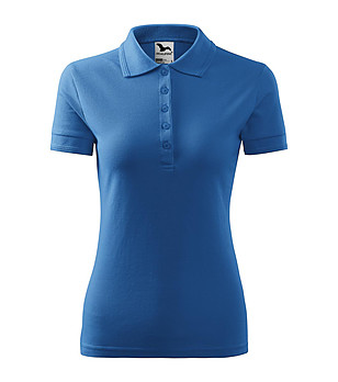 Дамска блуза в синьо с яка Pique снимка