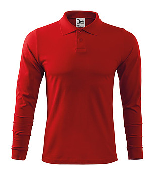Червена мъжка памучна блуза с дълъг ръкав Single снимка