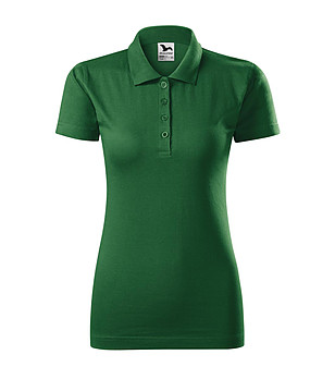 Памучна дамска зелена блуза с яка Single снимка