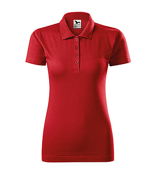 Памучна дамска червена блуза с яка Single снимка
