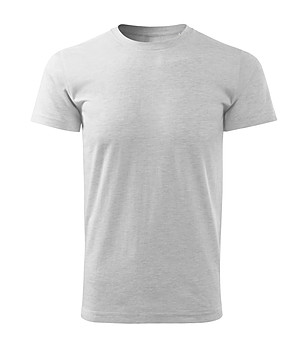 Мъжка памучна тениска в светлосив меланж Basic снимка
