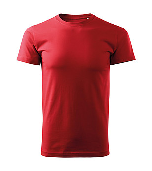 Мъжка памучна тениска в червено Basic снимка