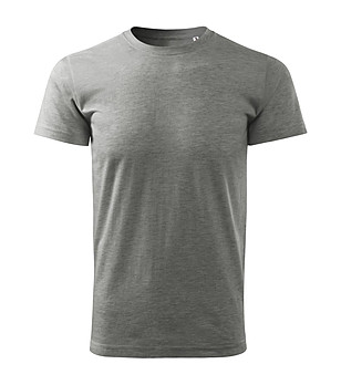 Мъжка памучна тениска в сив меланж Basic снимка