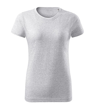 Дамска памучна тениска в светлосив меланж Basic снимка