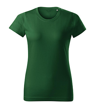 Дамска памучна тениска в тъмнозелено Basic снимка
