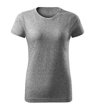 Дамска памучна тениска в сив меланж Basic снимка