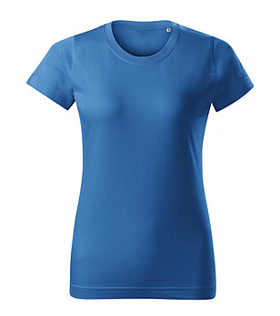 Дамска памучна тениска в син нюанс Basic снимка