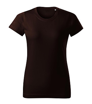 Дамска памучна тениска в тъмнокафяво Basic снимка