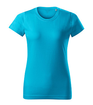 Дамска памучна тениска в синьо Basic снимка