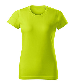 Дамска памучна тениска в цвят лайм Basic снимка
