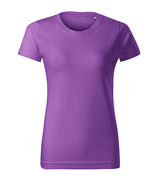 Дамска памучна тениска в лилаво Basic снимка