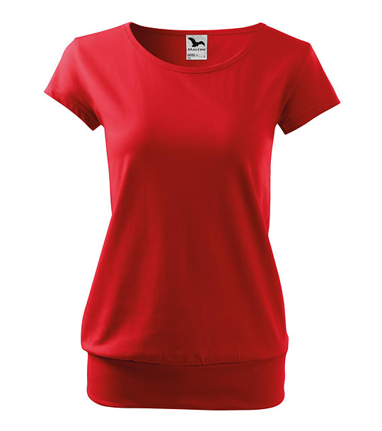 Дамска памучна тениска в червено City снимка