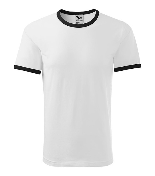 Памучна unisex тениска в бяло с черни кантове Alex снимка