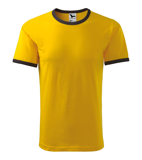 Памучна unisex тениска в жълто с черни кантове Alex снимка