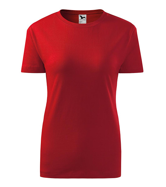 Червена дамска памучна тениска с обло деколте Classic снимка