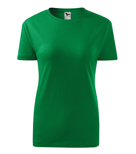 Зелена дамска памучна тениска с обло деколте Classic снимка