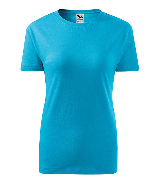 Дамска памучна тениска с обло деколте в синьо Classic снимка