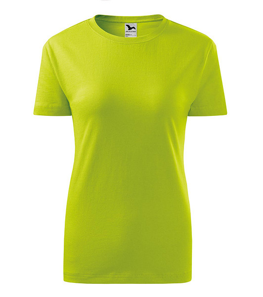 Дамска памучна тениска с обло деколте в цвят лайм Classic снимка