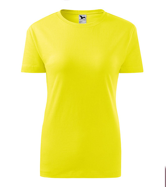 Дамска памучна тениска с обло деколте в жълто Classic снимка