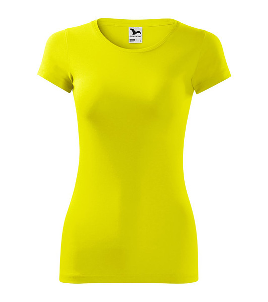 Дамска тениска от памук в цвят лимон Glance снимка